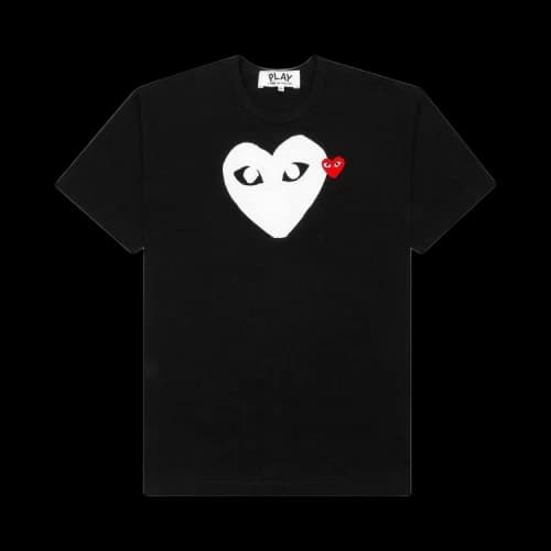 Comme des Garcons PLAY Play Women's White Heart Red Emblem T-shirt Black