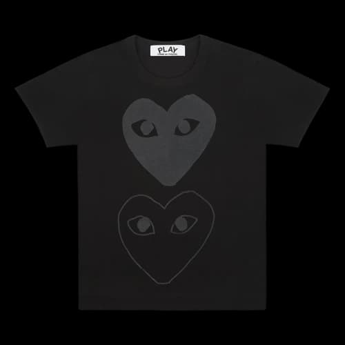 Comme des Garcons PLAY Play Women's Double Black Hearts T-shirt Black