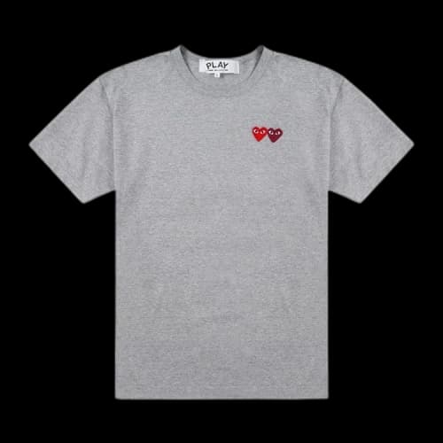 Comme des Garcons PLAY Play Double Hearts T-shirt Grey