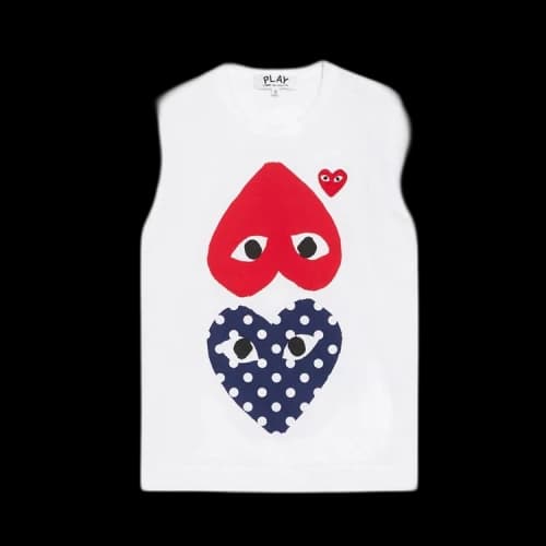 Comme des Garcons PLAY Play Women's Polka Dot With Upside Down Heart T-shirt White