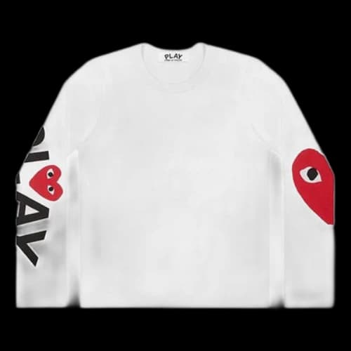COMME des GARCONS PLAY Kawakubo Rei Large Love logo Round Neck Long Sleeves White
