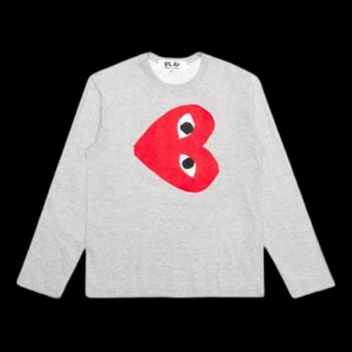 COMME des GARCONS PLAY Side Heart Long Sleeves Tee 'Grey'