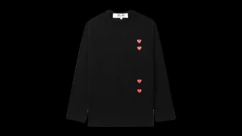 Comme des Garcons PLAY Vertical 4 Heart L/S Tee Black