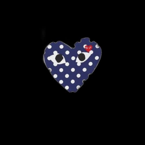 COMME des GARCONS PLAY Blue polka dots Pattern Short Sleeve White