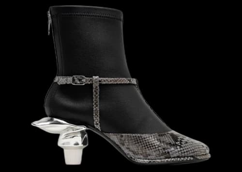 Maison Mihara Yasuhiro Toothpaste Heel Python Printed Strap Boots Grey