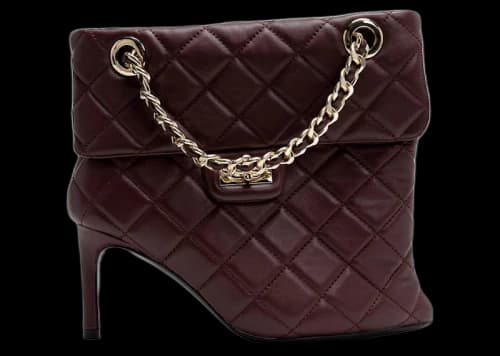Maison Mihara Yasuhiro Quilted Bag Detail Pin Heel Short Boots Bordeaux