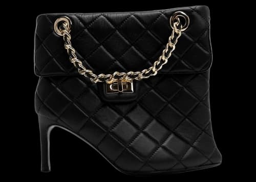 Maison Mihara Yasuhiro Quilted Bag Detail Pin Heel Short Boots Black