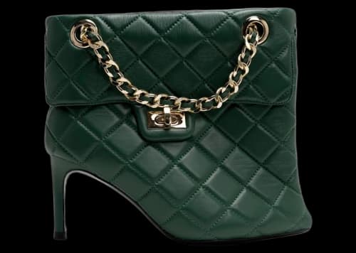 Maison Mihara Yasuhiro Quilted Bag Detail Pin Heel Short Boots Green