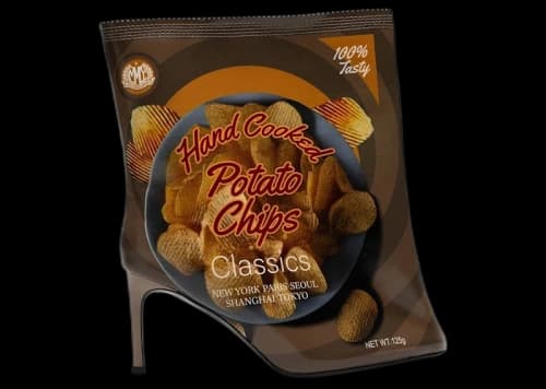 Maison Mihara Yasuhiro Potato Chips Package Detail Pin Heel Boots Beige