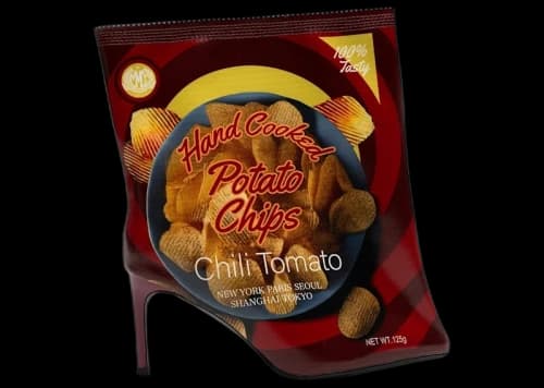 Maison Mihara Yasuhiro Potato Chips Package Detail Pin Heel Boots Red