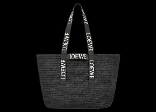 LOEWE Fold Shopper in Raffia Black