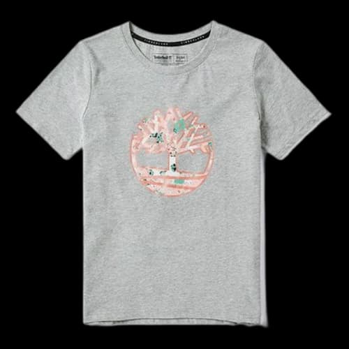 Timberland Casual Round Neck Short Sleeve Printing Gray