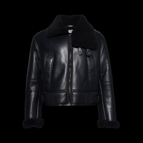 Acne Studios Leather/Shearling Biker Jacket 'Navy Blue'