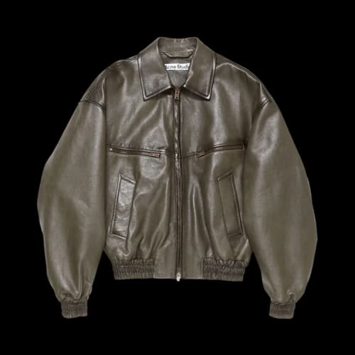 Acne Studios Leather Jacket 'Vintage Green'