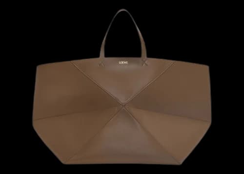 LOEWE XXL Puzzle Fold Tote in Shiny Calfskin Umber