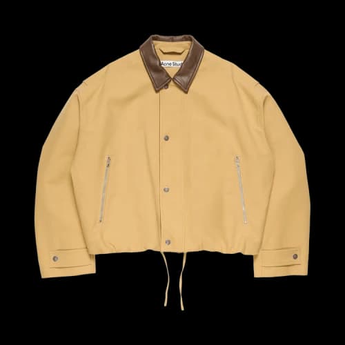 Acne Studios Cotton Canvas Zip Jacket With Leather Collar 'Natural'