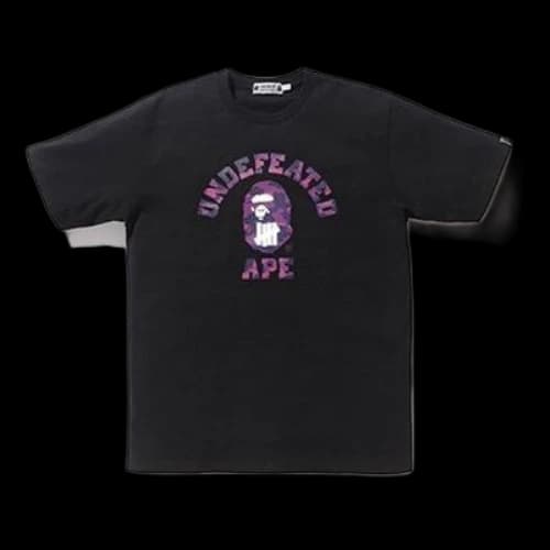 BAPE X Undefeated Color Camo College Black Tee