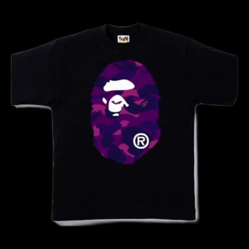 BAPE A Bathing Ape Camo Ape Head T-Shirt 'Black Purple'