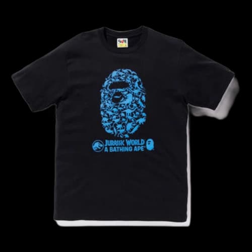 BAPE x Jurassic World Dinosaur Camo Ape Head Tee 'Black Blue'