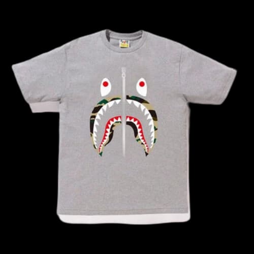 BAPE A Bathing Ape 1st Camo Shark Tee 'Grey'