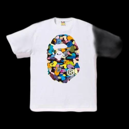 BAPE Multi Camo Big Ape Head Tee Short-sleeved Unisex White/Black