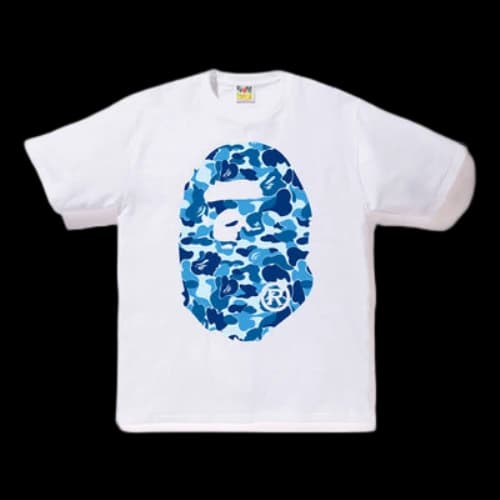 BAPE ABC Big Ape Head Tee Blue Camouflage Short Sleeve Unisex White