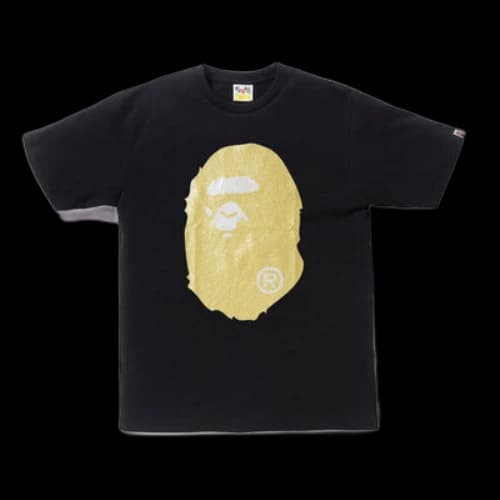 BAPE Glitter Big Ape Head Tee Black/Gold Pink Short Sleeve Unisex Black T-Shirt