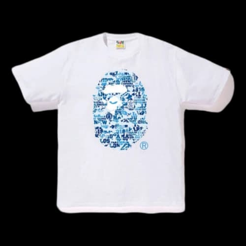 BAPE XXV Cities Camo Ape Head White/Blue 25 Tee
