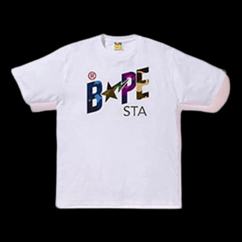 BAPE MIX CAMO BAPESTA TEE white BAPE STR Short Sleeve Unisex