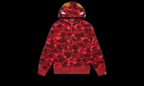 BAPE Color Camo Shark Full Zip Hoodie Red
