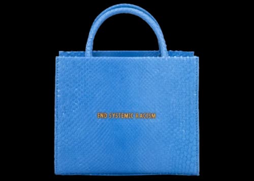 Brandon Blackwood "End Systemic Racism" ESR Tote Python Snakeskin Aqua Blue