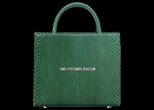 Brandon Blackwood "End Systemic Racism" ESR Tote Python Snakeskin Forest Green