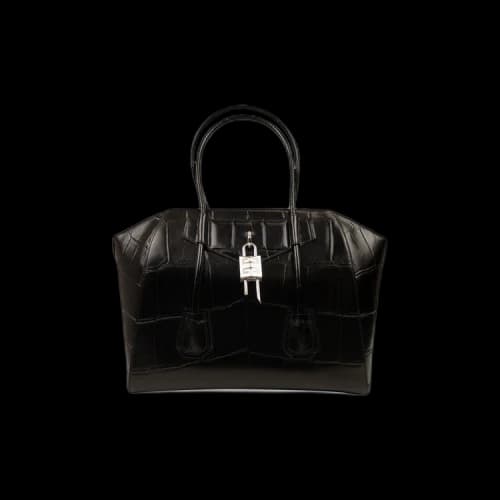 Givenchy Medium Antigona Soft Lock Croc Leather Bag 'Black'