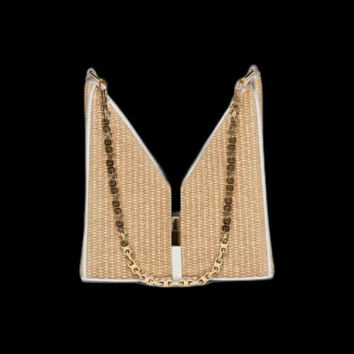 Givenchy Mini Cut Out Bag In Raffia With Chain 'Natural'