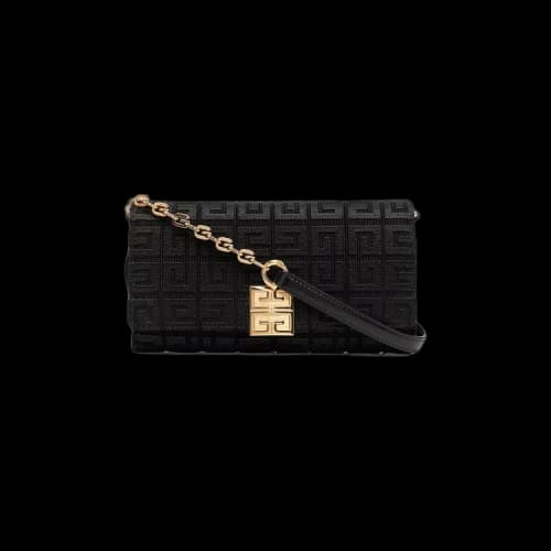 Givenchy 4G Wallet In Embroidered Canvas With Chain 'Black'