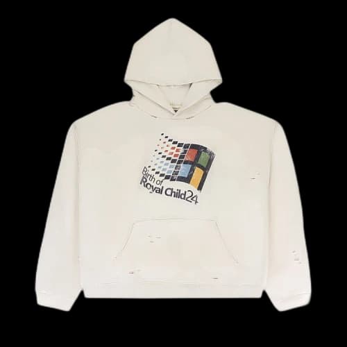 Birth Of Royal Child Windows24 Retro Distressed Hoodie 'White'