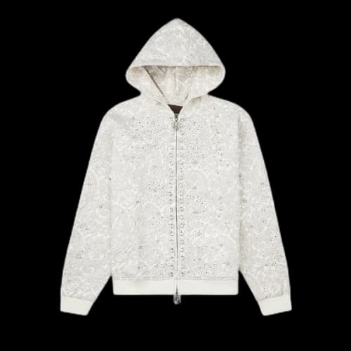 Birth Of Royal Child Cashew Blossom Pearl Zipper Hoodie 'White'