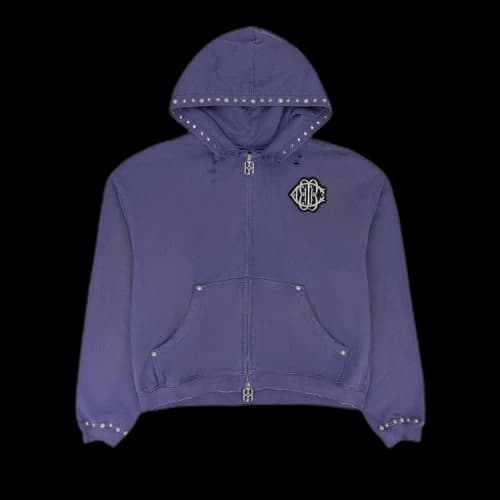 Birth Of Royal Child Pearl Studded Boxy Zip Hoodie 'Purple'