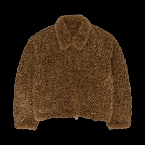 Birth Of Royal Child Carved Leather Fur Jacket 'Brown'