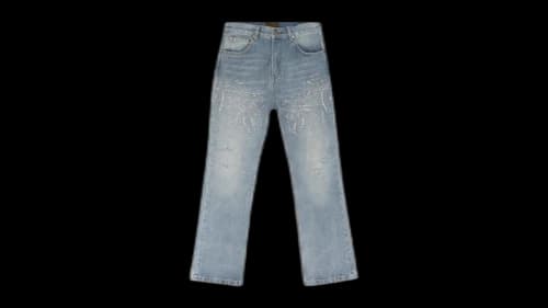 Birth Of Royal Child Fireworks Wash Denim Pant Blue