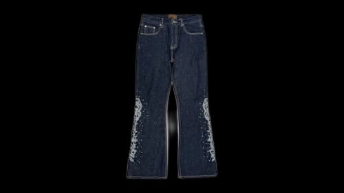 Birth Of Royal Child Raw Pearl Flared Jeans Blue