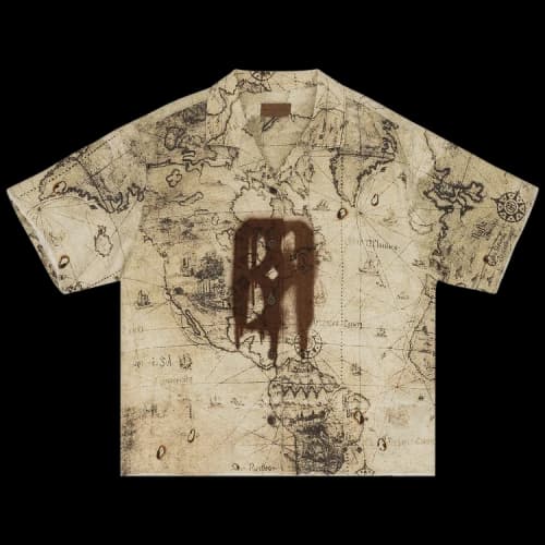 Birth Of Royal Child Nautical Map Button Down Shirt 'Brown'