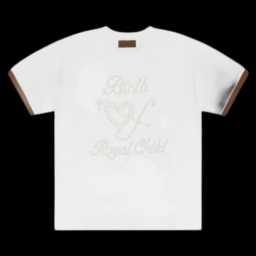 Birth Of Royal Child Pearl Patchwork Short-Sleeve 'White'