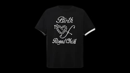 Birth Of Royal Child Pearl Patchwork Tee Black