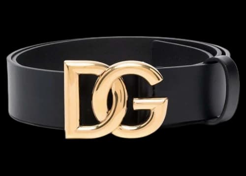 Dolce & Gabbana Logo Plaque Leather Belt Black