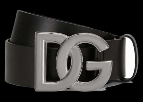Dolce & Gabbana Lux Leather Crossover DG Logo Buckle Belt Black