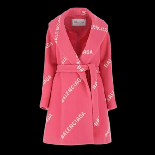 Balenciaga Women Printed Wool Blend Coat Pink