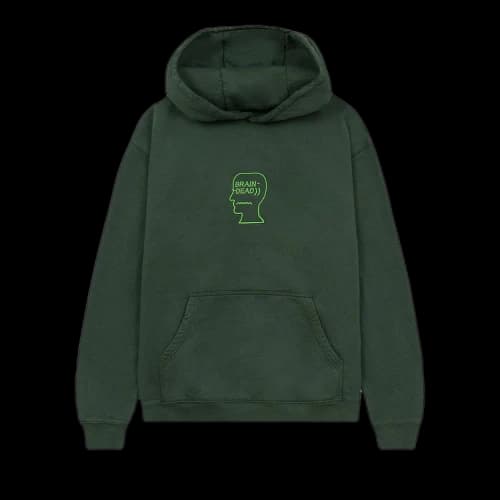 Brain Dead Heavyweight Embroidered Logo Head Hoodie 'Green'
