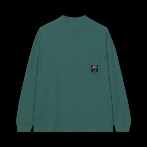Brain Dead Waffle Knit Mock Neck Long-Sleeve Shirt 'Teal'