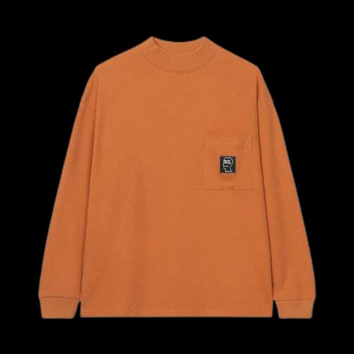 Brain Dead Waffle Knit Mock Neck Long-Sleeve Shirt 'Orange'